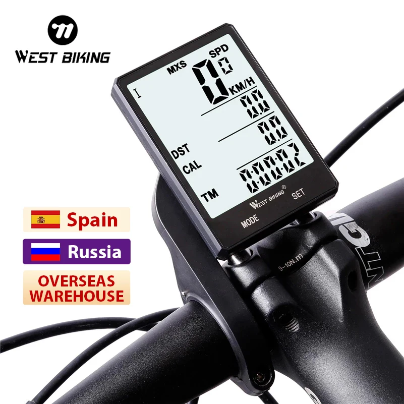 WEST BIKING Bicycle Cycling Computer Wireless Wired Waterproof digital Bike Speedometer Odometer with Backlight Bike Stopwatch