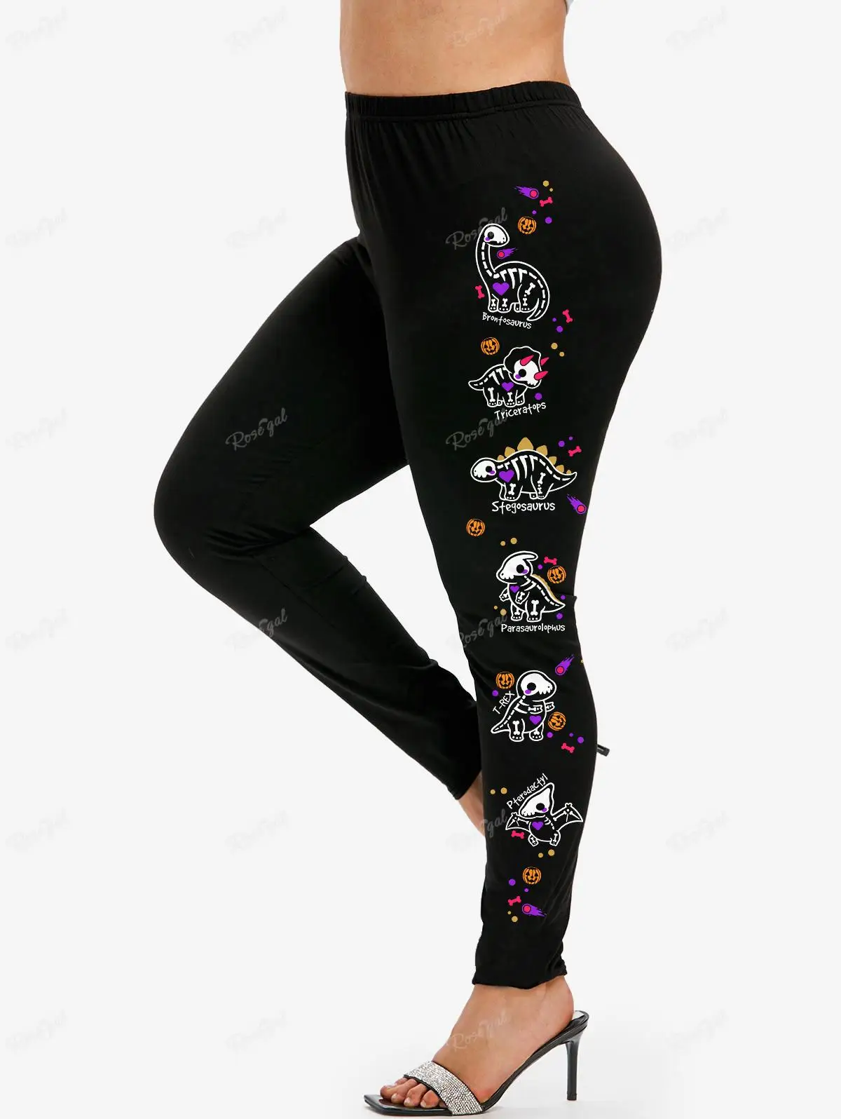 XS-6X Plus Size Gothic Women\'s Skinny Leggings 3D Skull Cat Dinosaurs Print Pencil Pants Bottoms Female All Season Wear Trousers