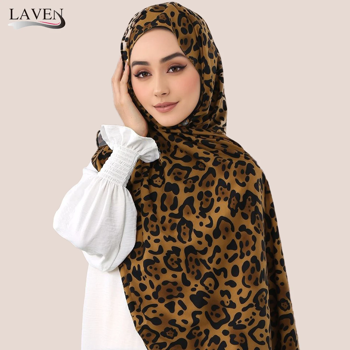 

Эластичный шарф-хиджаб с леопардовым принтом для женщин, мусульманские хиджабы, эластичные хлопковые шали, модные длинные накидки, исламский тюрбан, Рамадан