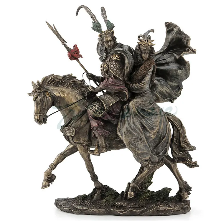 Estatua de Resina de Lu Bu y Diao Chan del Romance de los Tres Reinos, Figura de General Chino Antiguo, Decoración para el Hogar u Oficina, Regalo