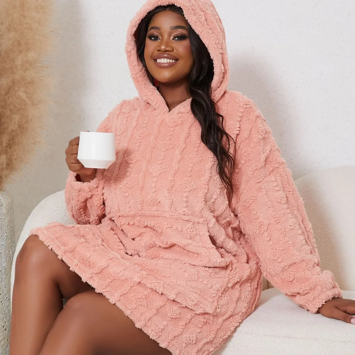 Plus Size 3XL Thicken Flannel Robe Sleepwear Autumn Winter Warm Coral Fleece Homewear Loungewear Women Hooded Bathrobe Nightgown