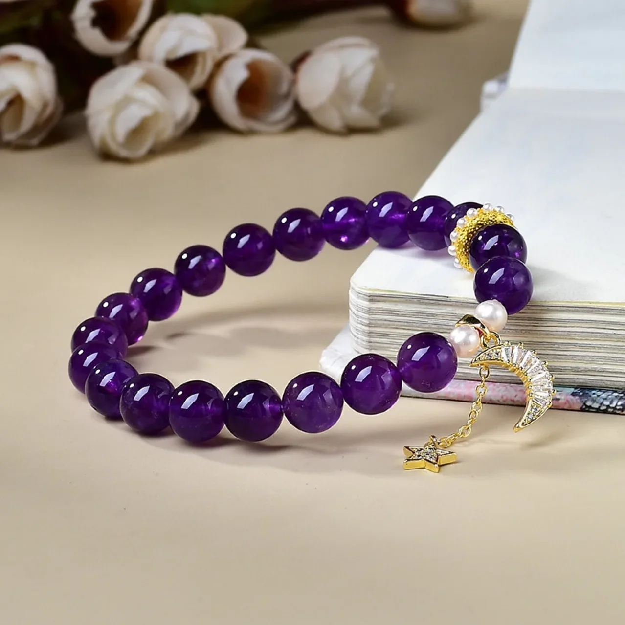 

Amethyst Star Moon Bracelet Women's Fashion Light Luxury Bracelet, Holiday Gifts, Accessories