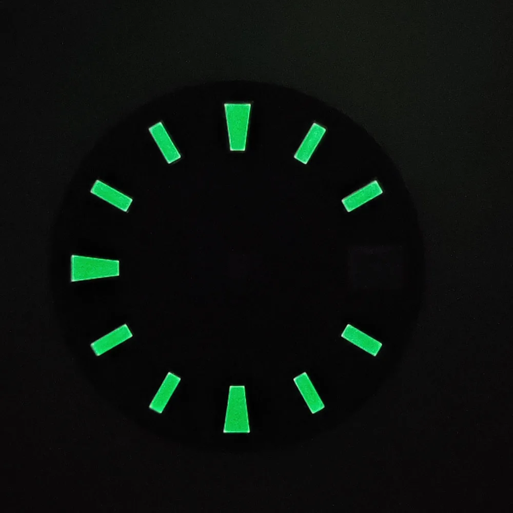 NH35 다이얼 28.6mm 블랙 다이얼, NH35/NH36 무브먼트, 그린 루미너스 다이얼, 시계 액세서리