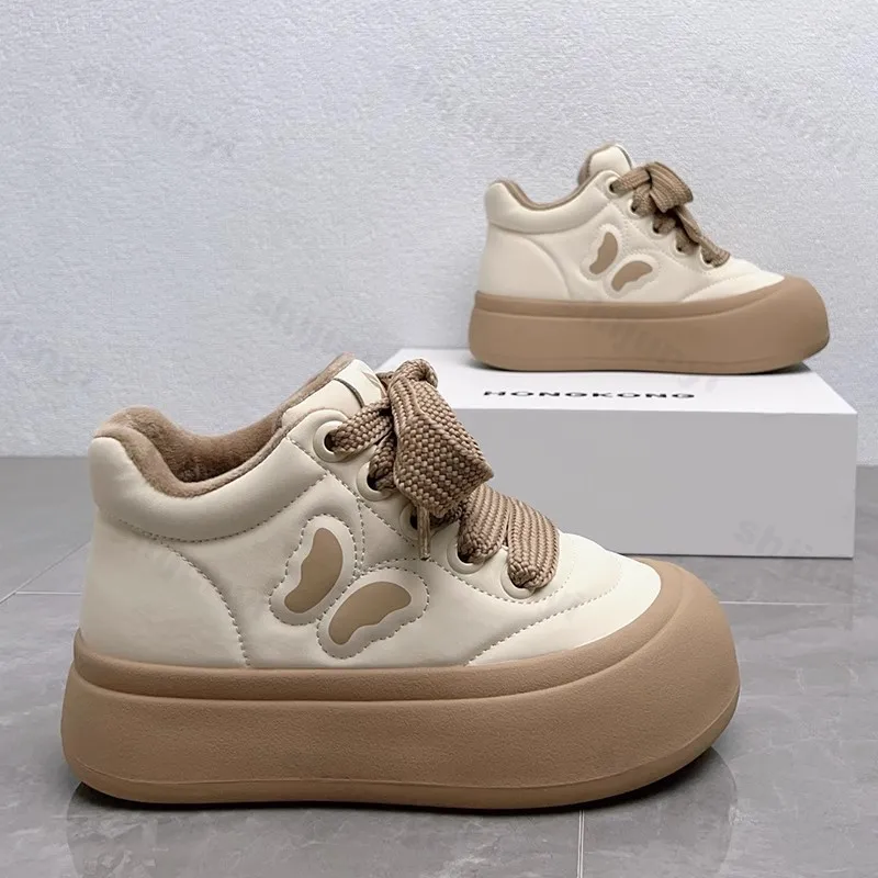 أحذية الأطفال عالية الجودة 2025 شتاء جديد الفتيات أفخم رشاقته أحذية قطنية مريحة خفيفة الوزن أزياء من الدانتل حتى أحذية رياضية