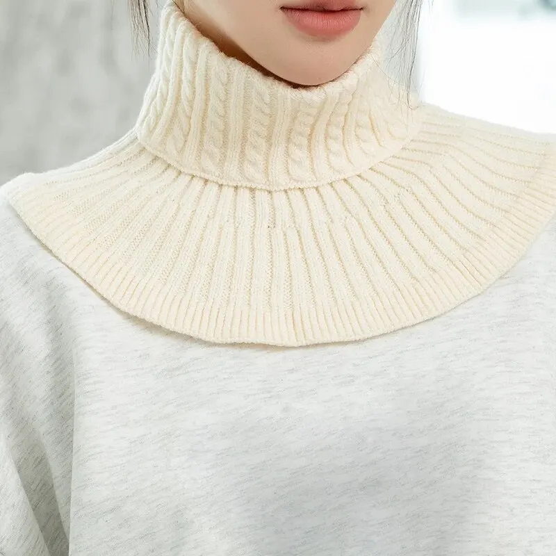 Winter Detachable Cotton Knitted Turtleneck Collar For Women False Collar Fashion Warm Cover Head Neck Guard Collar Unisex