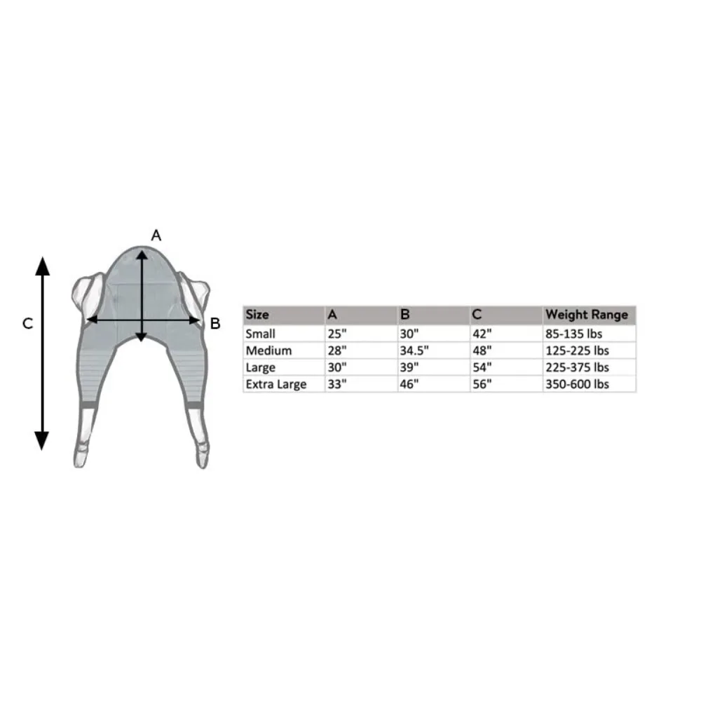 Padded U-Sling with Head Support, Universal Patient Lift Sling, Size Small, 135lb Capacity