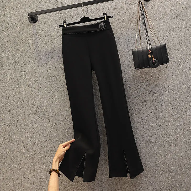 Two Piece Set for Women Spring Fashion Office Sets Spring Autumn New Slim Turn Down Collar Shirt High Waist Straight Pants