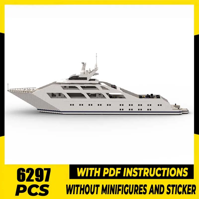 

Модель лодки MOC: Суперъяхта класса люкс из строительных блоков в миниатюрном размере, технологичные кирпичики для самостоятельной сборки, конструктор, праздничные игрушки