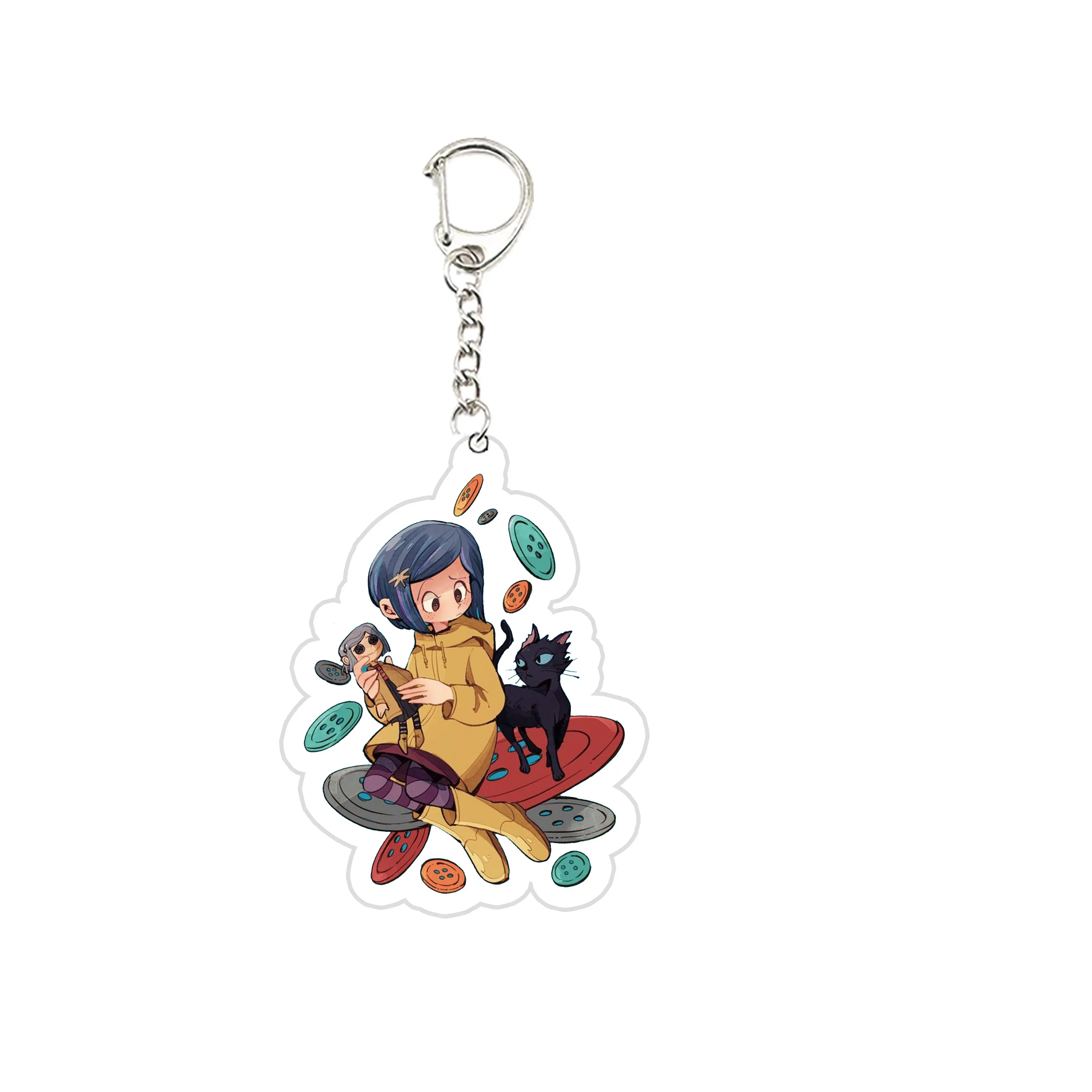 Anime Coraline Key Chain Key Ring Keychain for Accessories Bag Acrylic Pendant Coralines Keyring Chains Jewelry Student Gifts