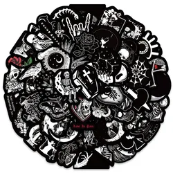 Grafite gótico adesivos para laptop, telefone, guitarra, bagagem, diário, decalques de vinil à prova d'água, punk legal, crânio escuro, 50pcs