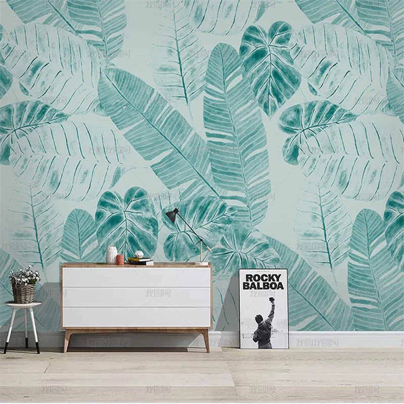 Customized 3D Nordic simple wallpaper abstract line tropical leaf wallpaper mural living room sofa bedroom background wall 8d