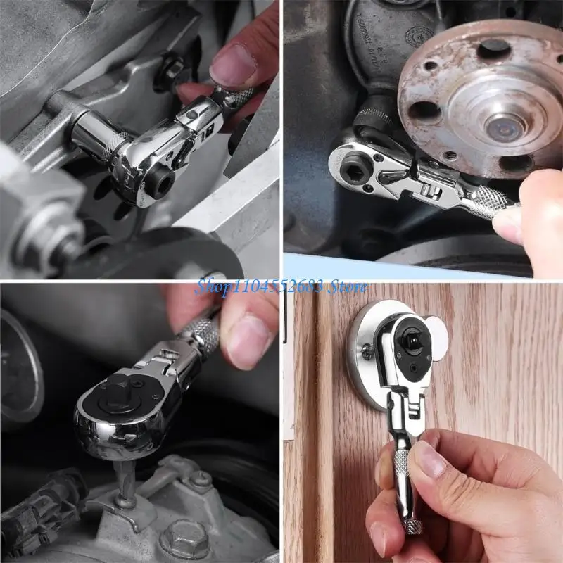 

1/4inch Drive Ratcheting Wrench With 180Degree Flexible Head And 72Teeth Mechanism