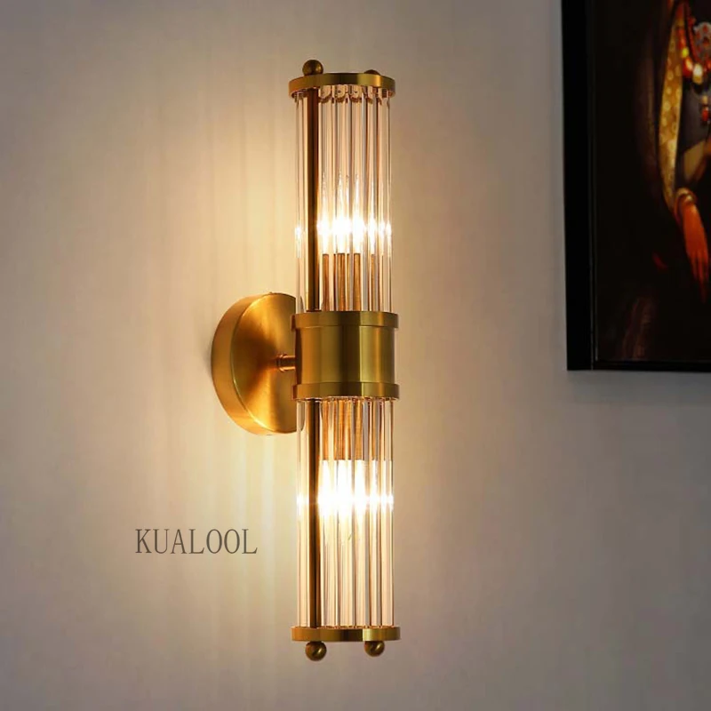 

Luxury Crystal Wall Lamp Italian Designer for Living Room Bedroom Bedside Sconce Lighting Decoration Home Light Gold Glass Light