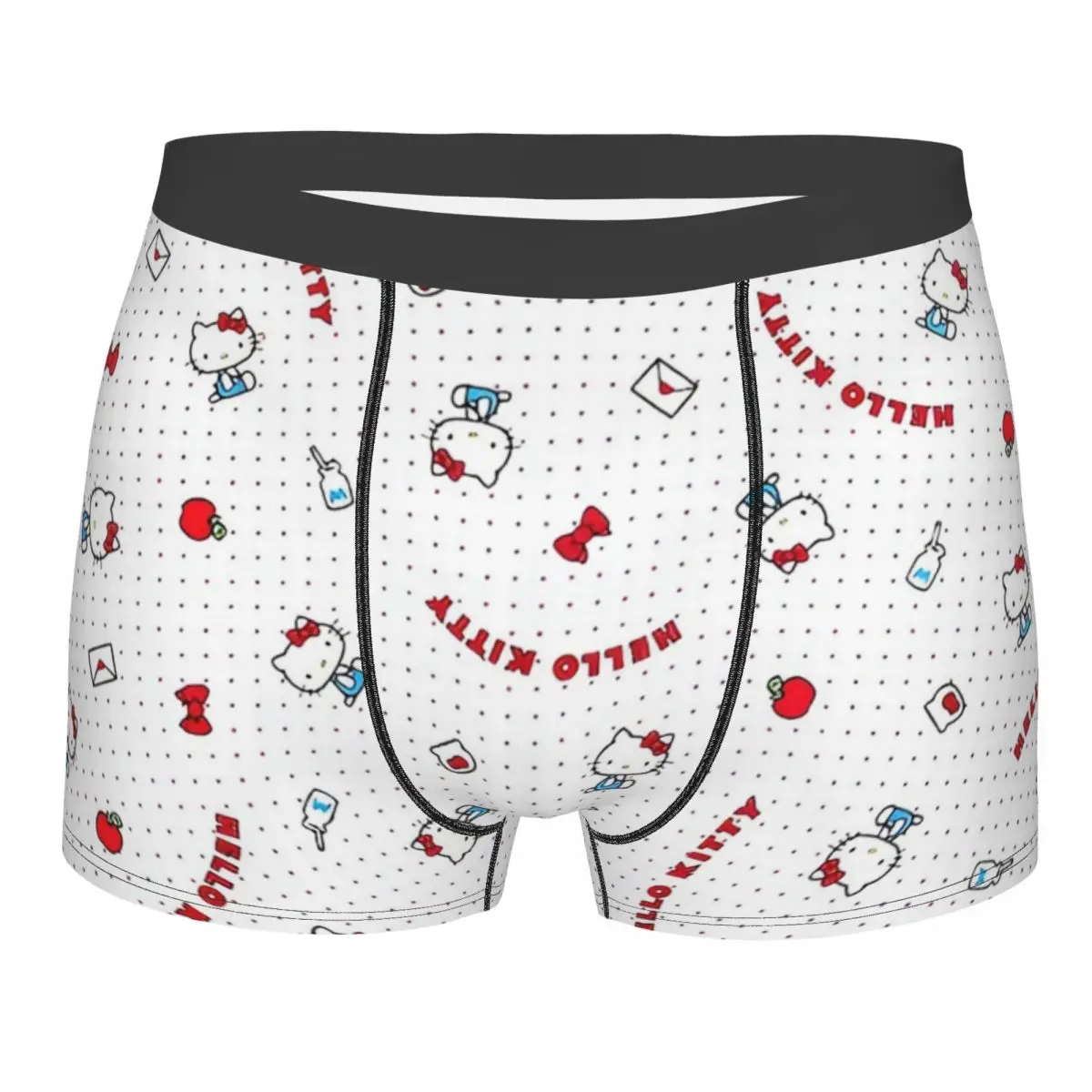 Man's Hello Kitty Love Milk Boxers Shorts Comfortable Underwear Printed Humorous Breathable Panites