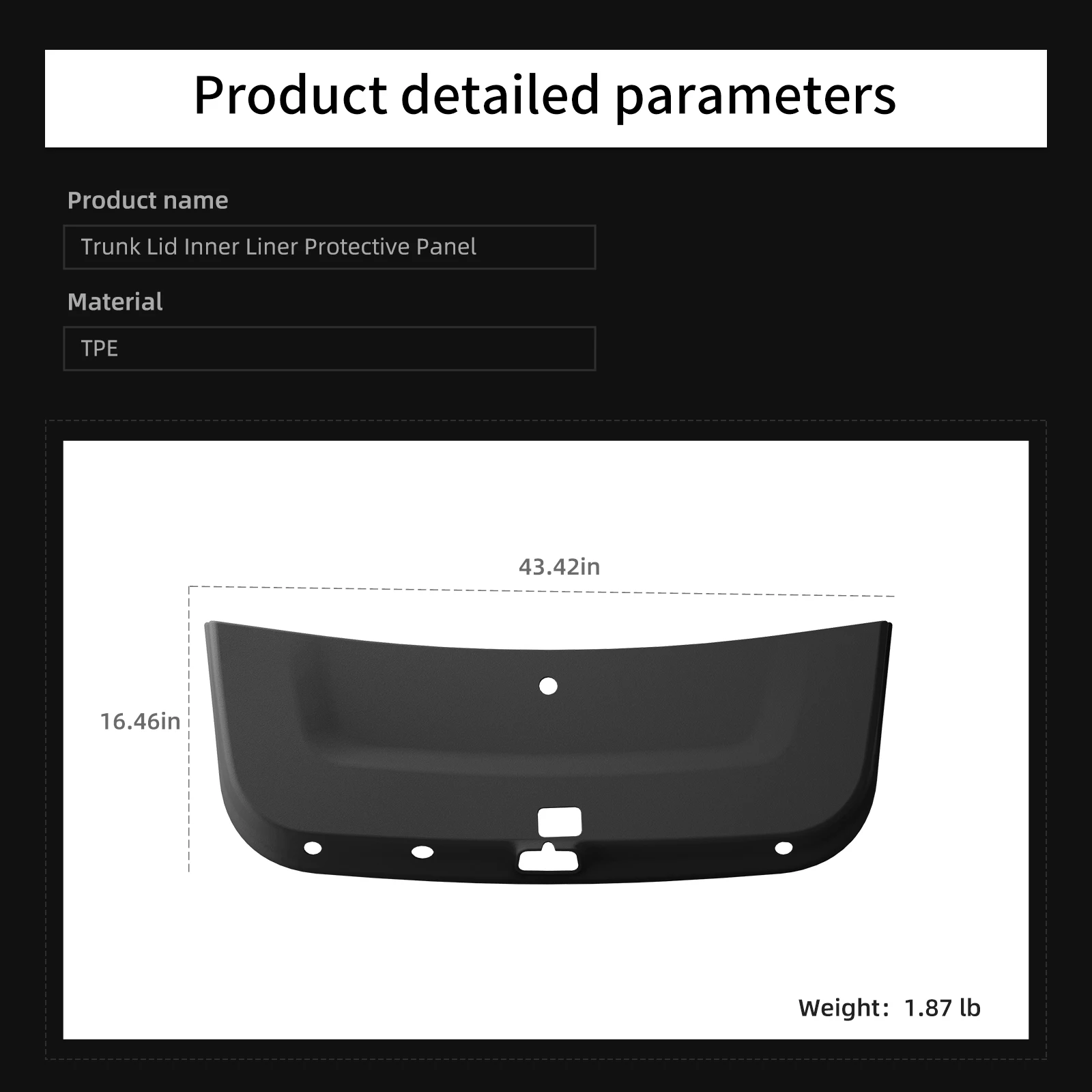 Smabee für Tesla Model Y L 6-Sitzer 2025 2026 Kofferraum-Heckklappen-Schutzmatte TPE Hintere Kofferraumtür Schmutzabweisende Matte Auto-Zubehör Schwarz – Detail 2
