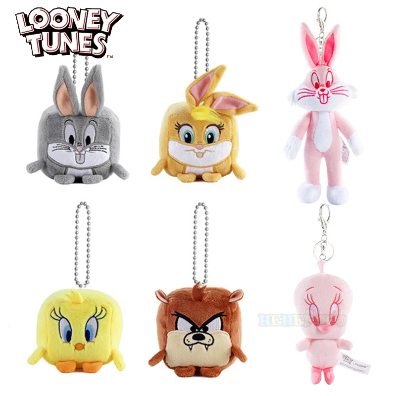 Looney Tunes Bugs Bunny 7cm Plush Keychains Pendant Tweety Bird Lola Bunny KeyRing Anime Movie Doll Key Chain Toys Gift