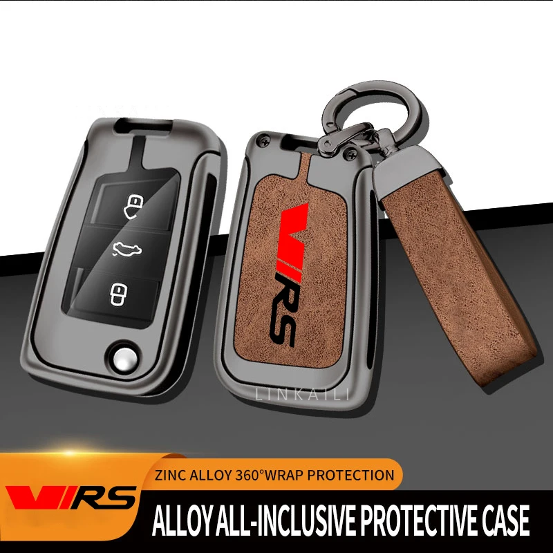 Suitable for Skoda Octavia Kodiaq VIRS car key case 2015 2016 2017 2018 automatic transmission leather car key bag accessories