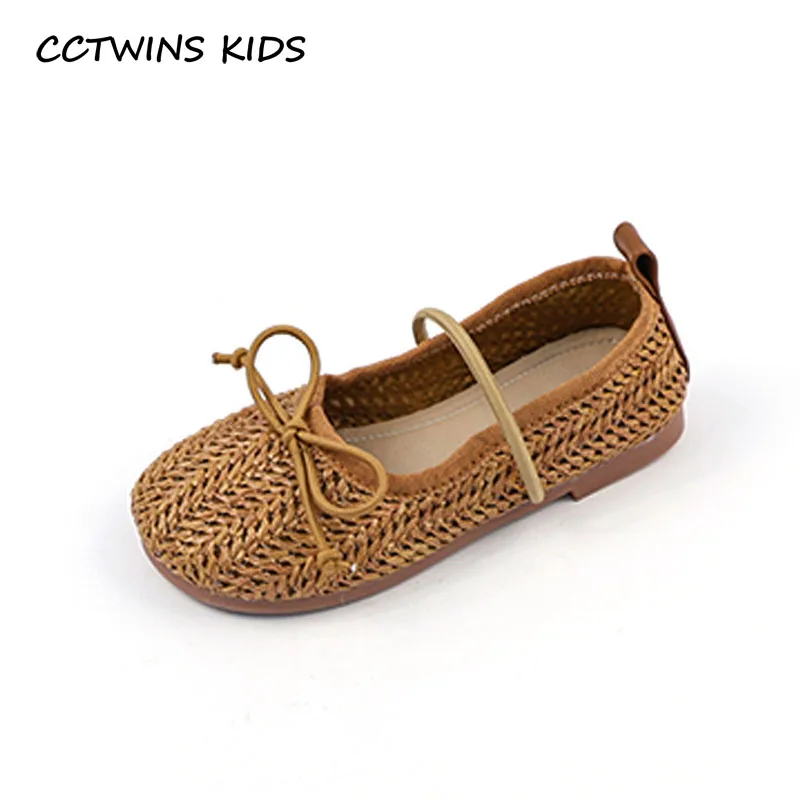 Girls Shoes Spring Summer Toddler Kids Fashion Brand Princess Mary Jane Flats Children Sandals Breathable Weave Bow Soft Sole