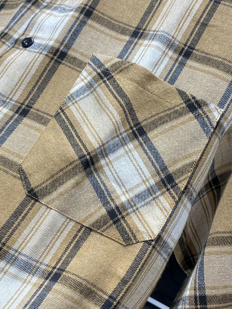 Retro americano Sle hombres Faionable versátil transpirable cómodo Casual a cuadros largo Sve cuello irt moda