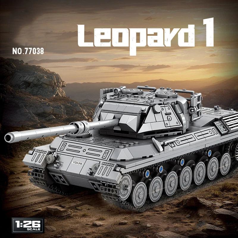 

Военный немецкий основной боевой танк Leopard 1, строительные блоки, модель в масштабе 1:26, кирпичики для сборки, развивающие игрушки для детей, подарки
