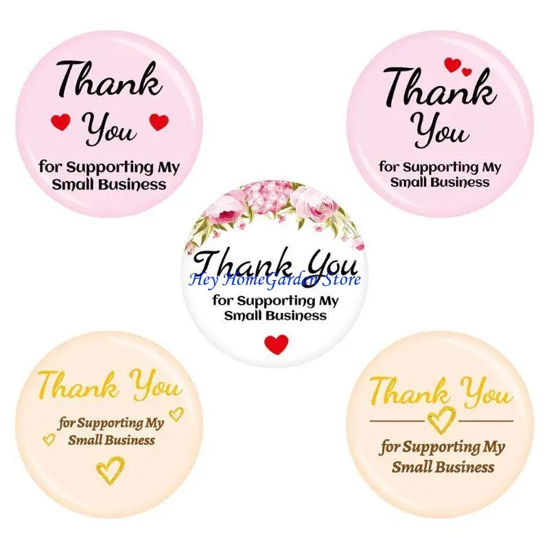 652F 500pcs Thank You Stickers 1.5inch Seal Label for Small Shop Wedding Gift Package