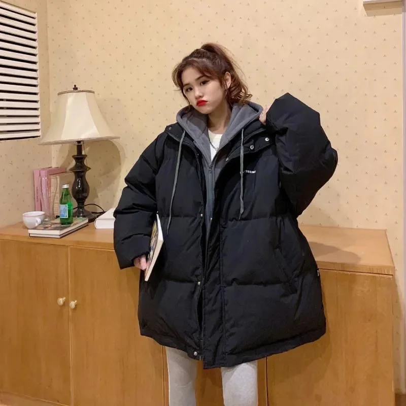 2023 Winter New 300 Pounds Fat mm Fake Two Korean Version of Student Bread Clothes Thickened Cotton-Padded Female Coat Tide ins