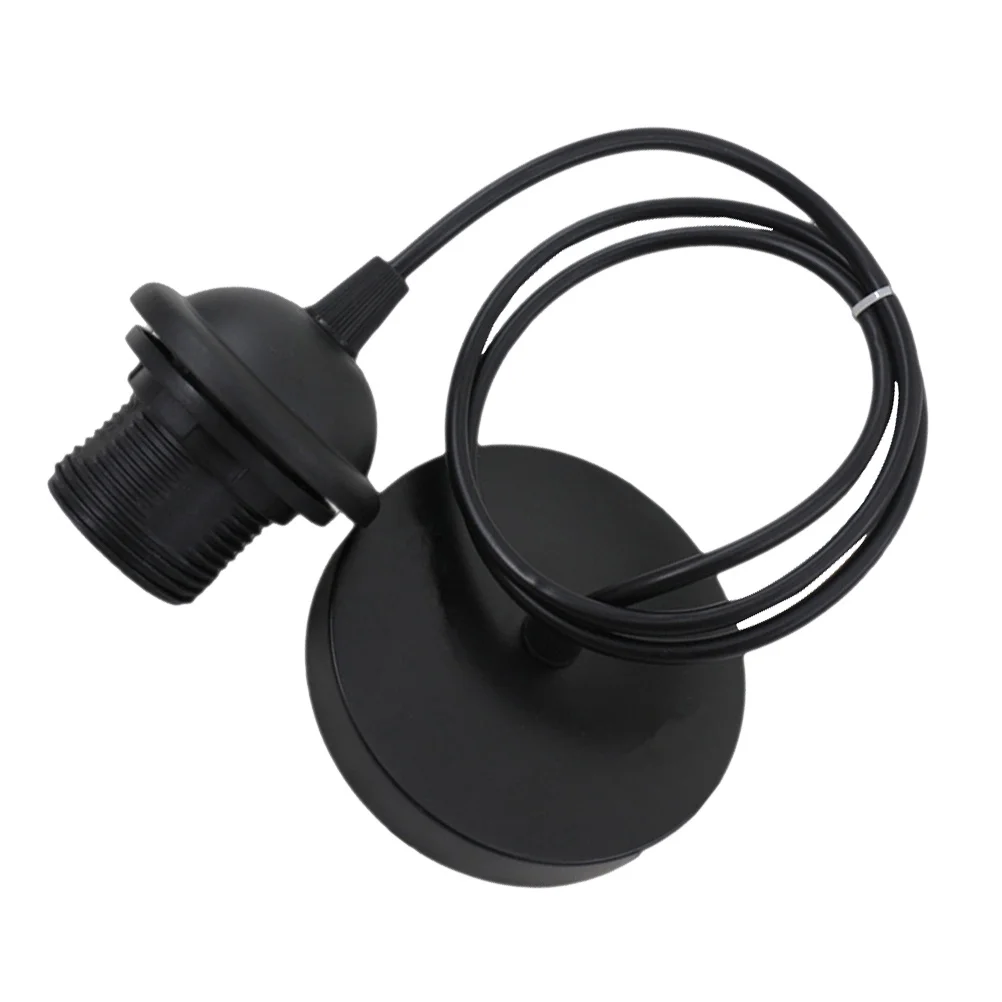 2 قطعة E27 حامل مصباح سلك أسود 1 متر طول بولي كلوريد الفينيل ارتفاع درجة الحرارة دائم لتقوم بها بنفسك حامل مصباح للمنزل الممر غرفة نوم غرفة المعيشة بار