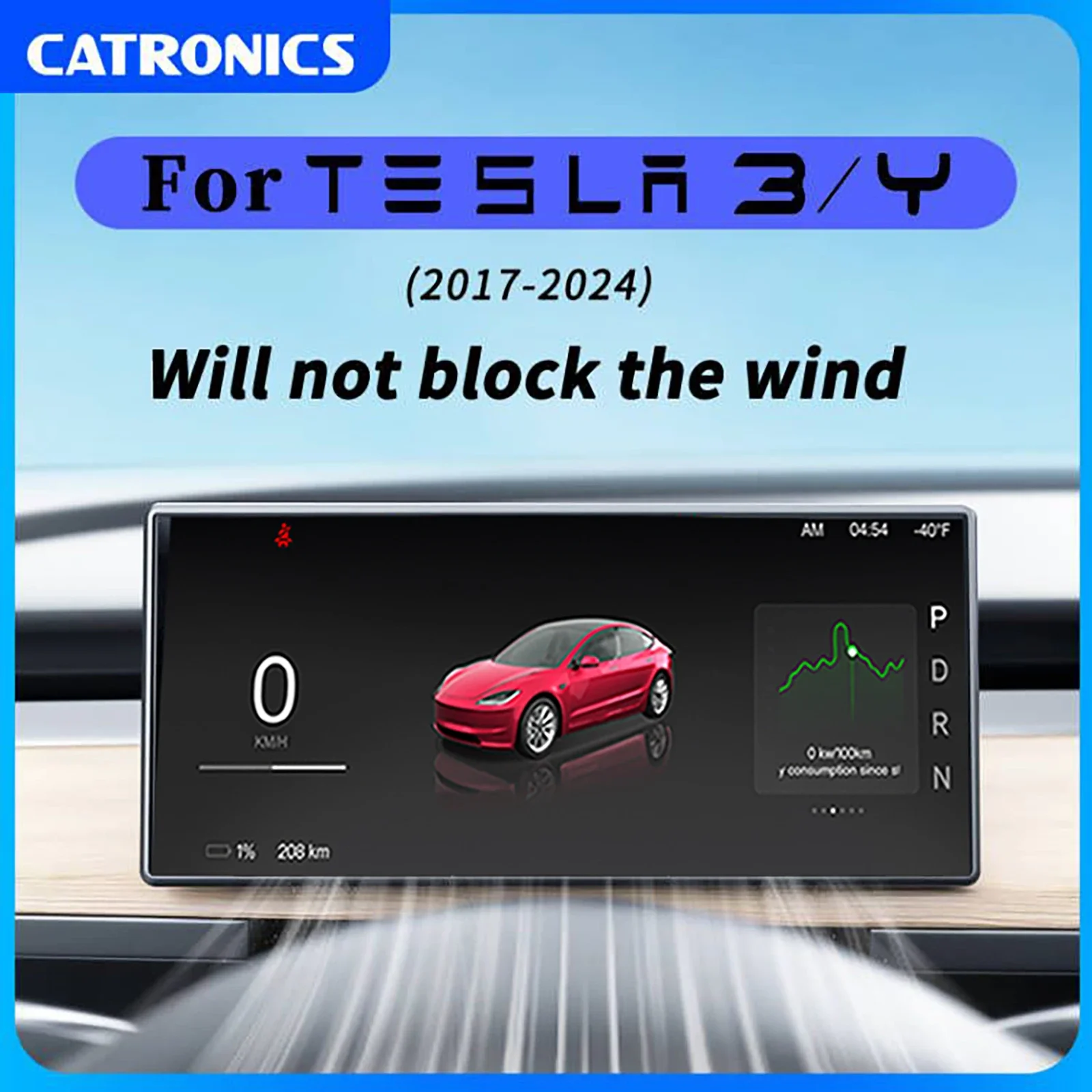 

CATRONICS Head Up Display For Tesla Model 3/Y 8.9 Inch Linux System Carplay Support Energy Consumption Driving Data Detection