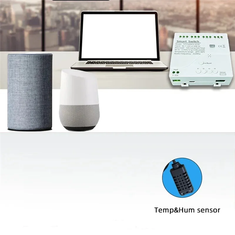 FAST-Tuya Wifi تيار مستمر 7-32 فولت 4 قناة مفتاح ذكي مستشعر درجة الحرارة والرطوبة السلبي وحدة الاتصال الجاف العمل للحياة الذكية