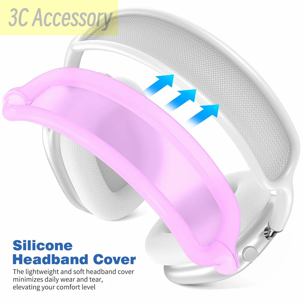 New 3 in1 Clear Soft Ear Cup Covers/Silicone Ear Pad Case/Headband Cover for AirPods Max Anti Scratch Transparent Protect Cover