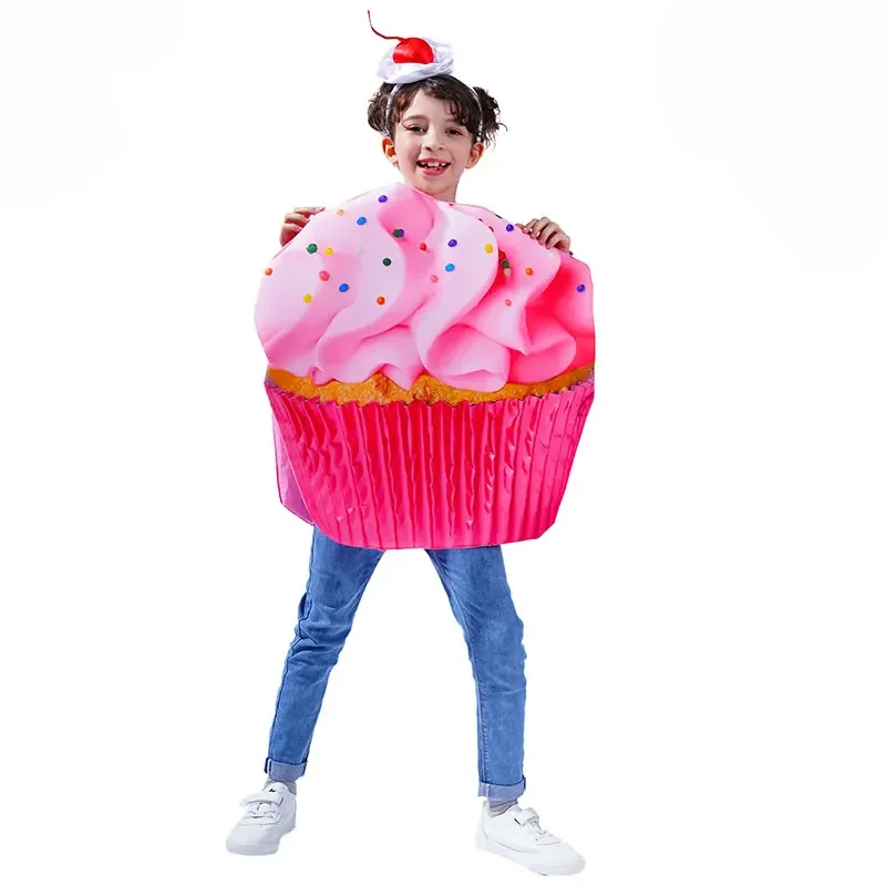 Umorden Pink Ice Cream Confetti Cupcake Costume Cosplay Sponge Suit for Children Kids Girls 3-10Y Party Fancy Dress