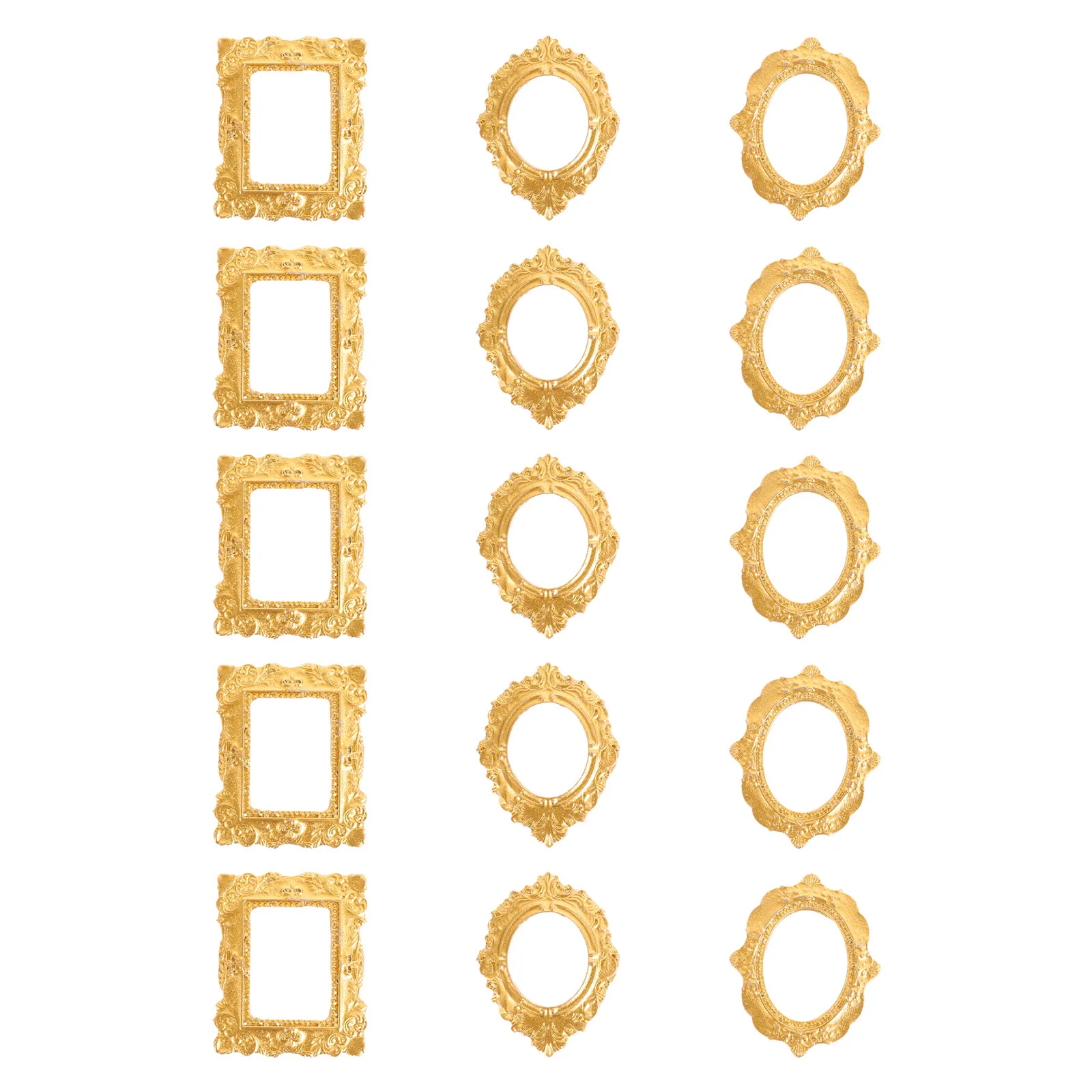 

15 Pcs Photo Frame Accessories Mini Miniature Picture Resin Frames Golden House Decor Bulk