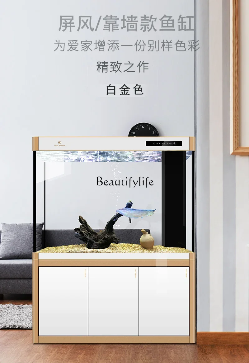 Glass Bottom Filter Fish Tank Living Room Large and Medium-Sized Ecological Ultra-White Glass Aquarium