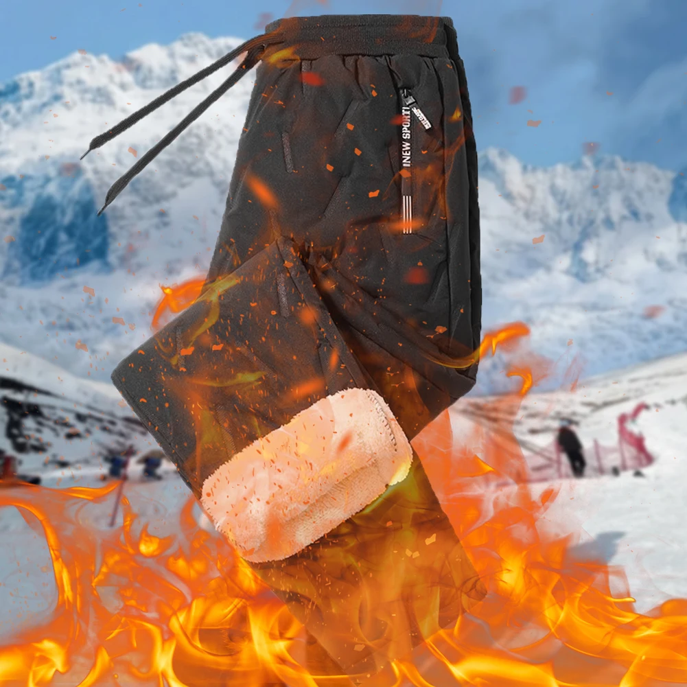 الرجال عادية سليم Sweatpants السراويل الترنك مقاوم للماء شتاء دافئ الصوف السراويل اليوغا Sweatpants الحرارية شيربا اصطف Sweatpants سميكة #4