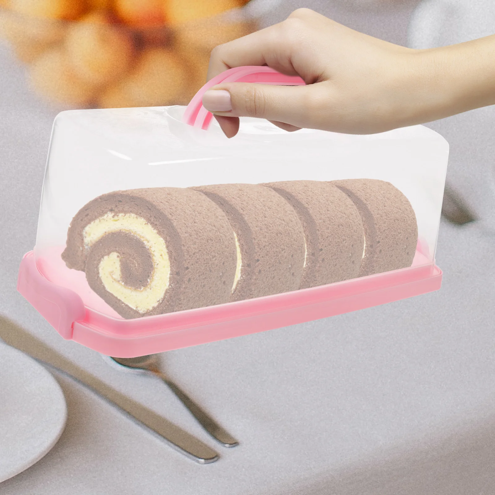Transparent Cake Storage Container with Handle Lid Reusable Dessert Box Practical Bread Storage Carrier Tall Bread Bin