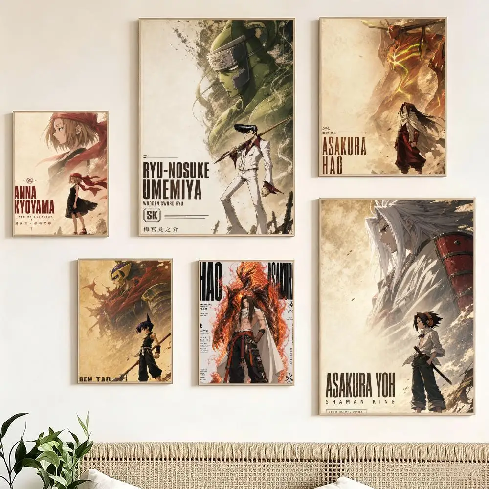 Japanese Anime S-Shaman King Poster impermeable para el hogar sala de estar dormitorio bar decoracion estetica
