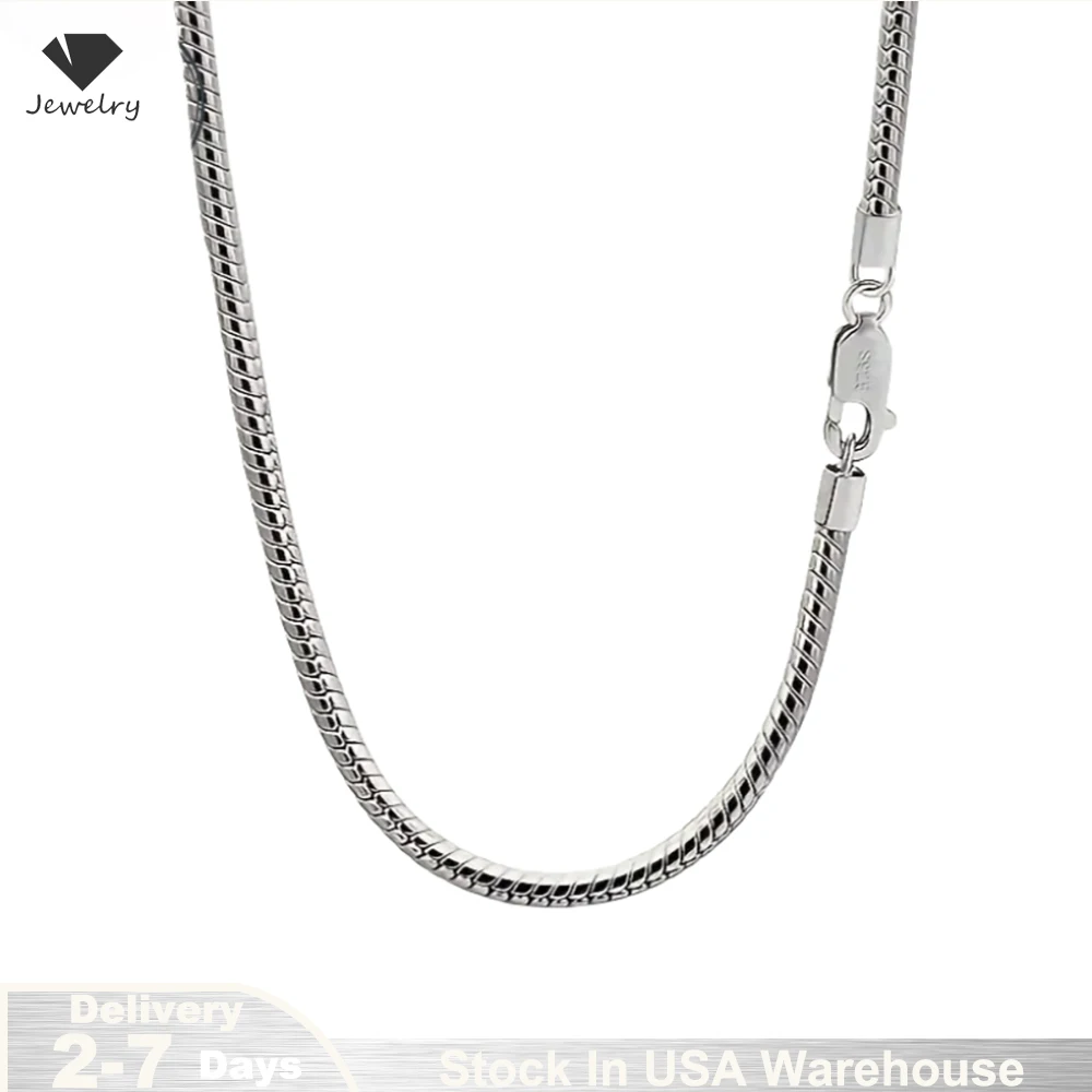 

925 Sterling Silver Snake Chain Necklace for Man Women Simple Long Snake Bone Chain Necklace Clavicle Chain Party Fine Jewelry