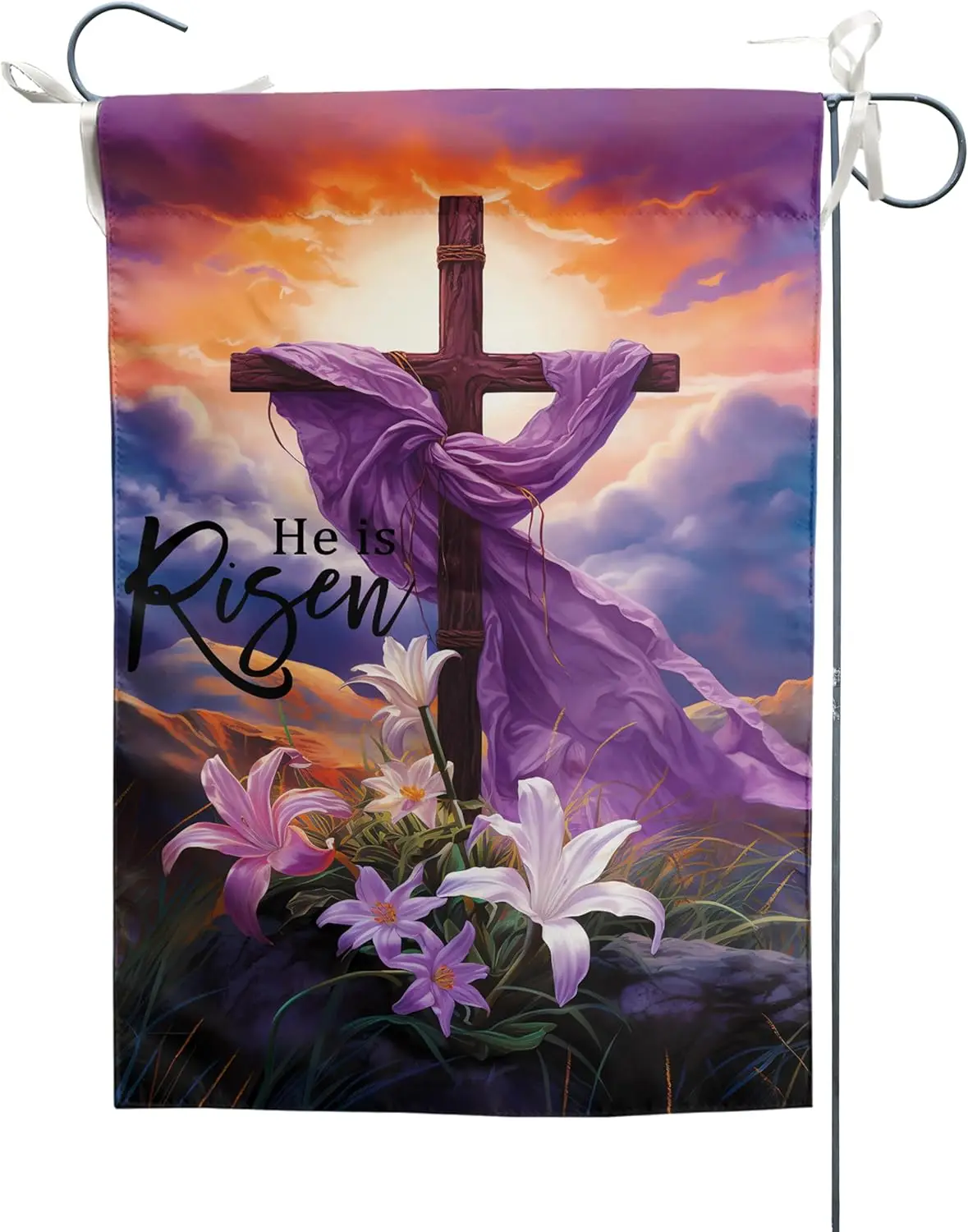 Spring Easter Garden Flags Happy Easter Spring House Flag Easter He is Risen Yard Flag Vintage Buuny Flowers Farmhouse Yard  uui