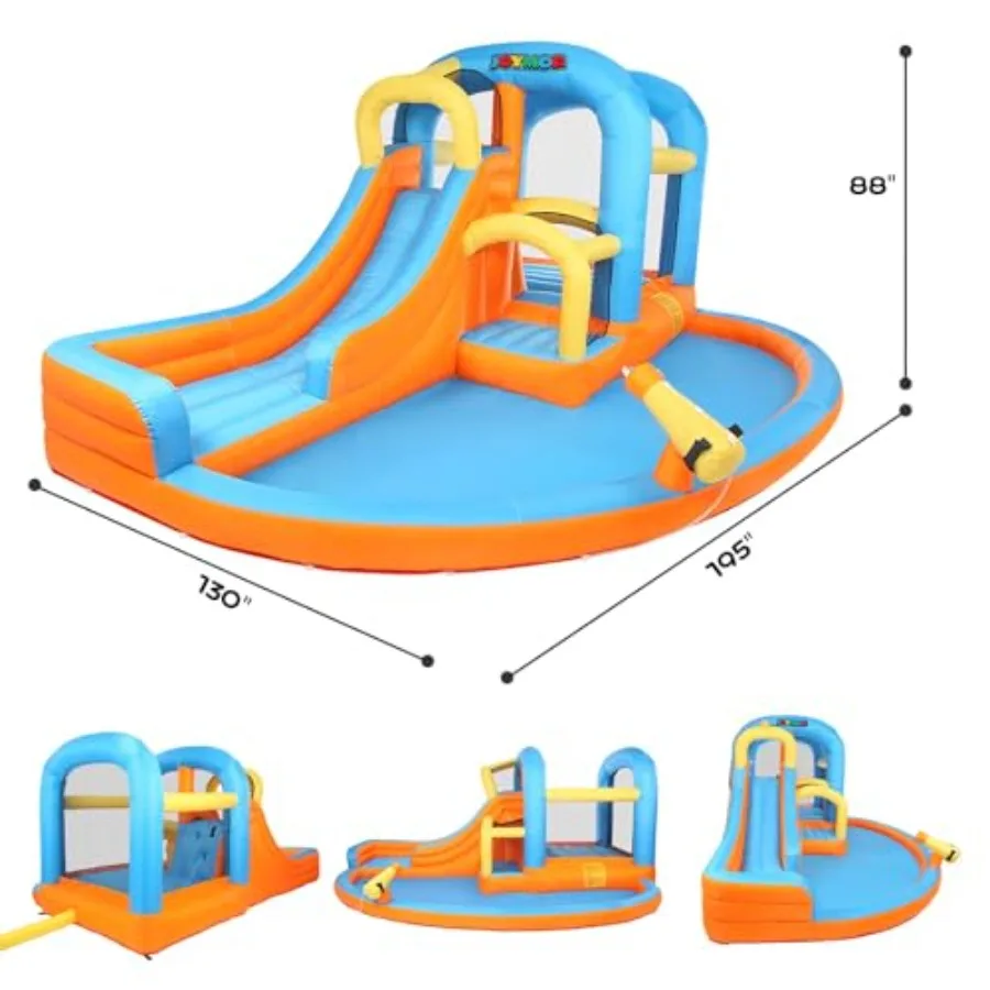 5-in-1 Iatable Water Slide Park, Water Bounce House w/Air Blower, Climbing Wall, Double Jump Area, Splash Pool, Water Cannon, W - view 5