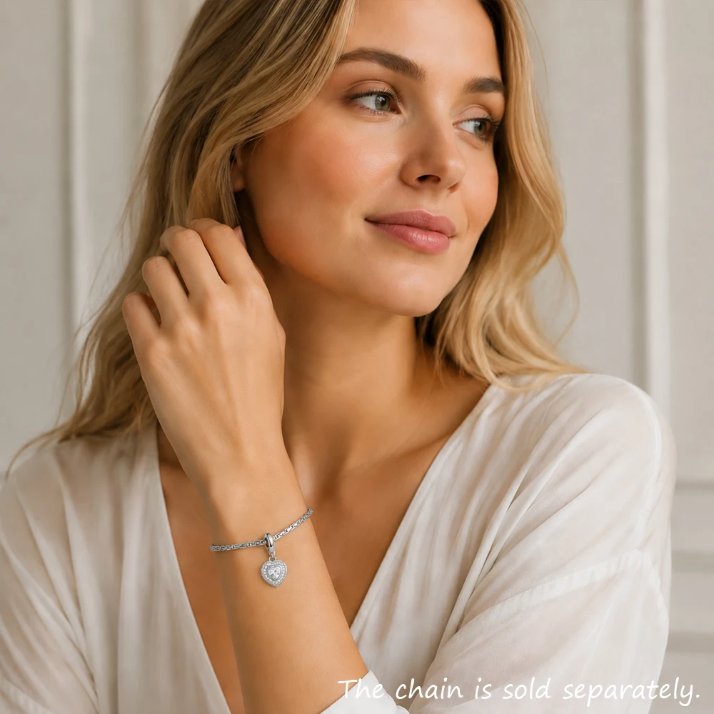 Anhänger mit Herzanhänger und weißem Stein für Damen, 925er Sterlingsilber, romantisches Liebesgeschenk – Detail 2