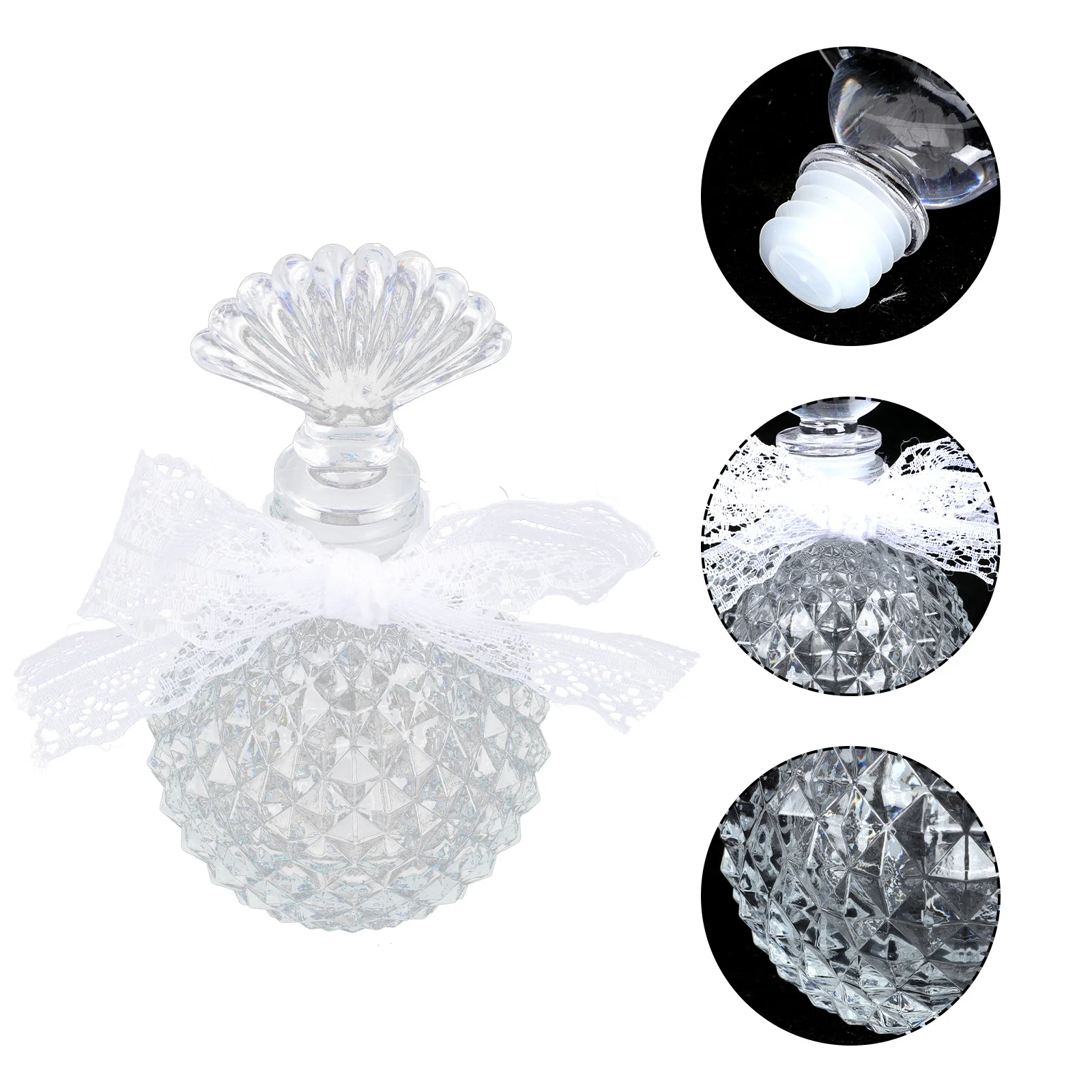 

Chic Glass Embossed Perfume Bottle Reusable Aroma Storage Bottle Crystal Clear Glass Fragrance Container for Multiple