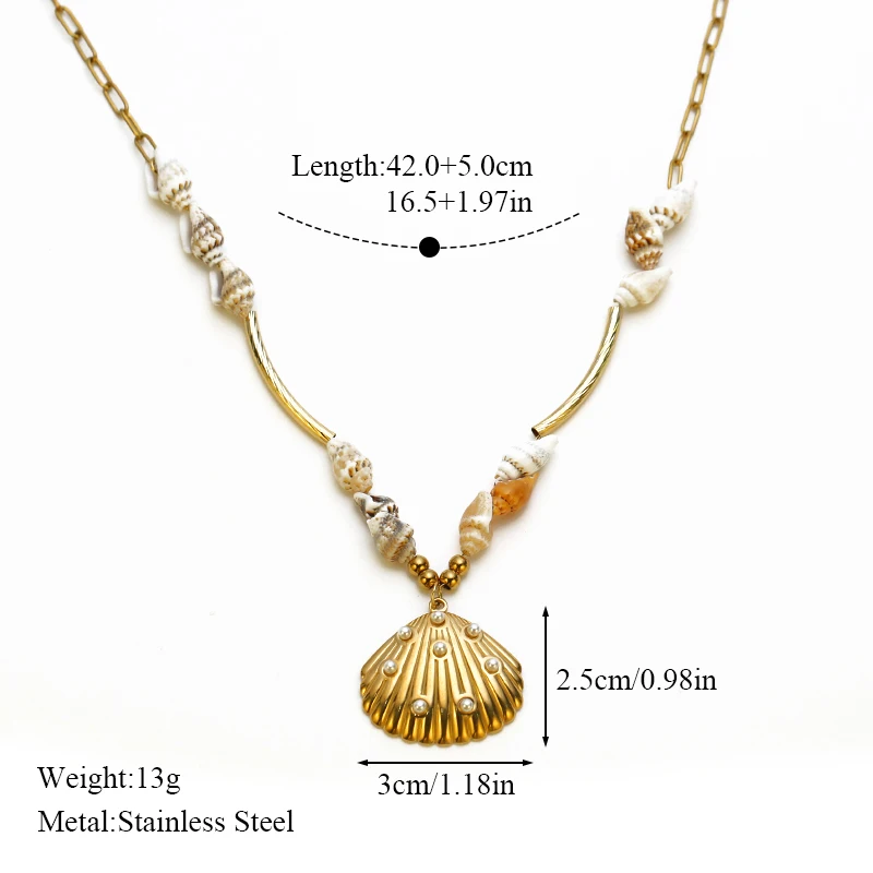 EILIECK 316L Edelstahl Seestern Muschel Sonne Anhänger Halskette für Damen Neu 18K Vergoldet Sommer Charm Handgefertigter Schmuck – Detail 9