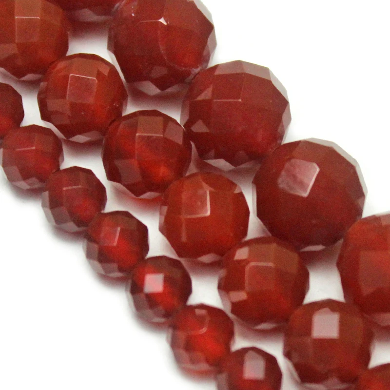 Natural Stone Red Carnelian Agates Round Gem Cut Beads 15\