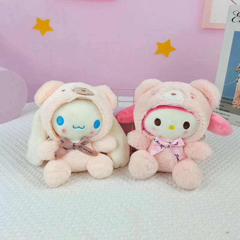 Sanrio-Llavero de peluche de Hello Kitty, muñeco colgante de dibujos animados que se transforma en melodía, mochila, regalo