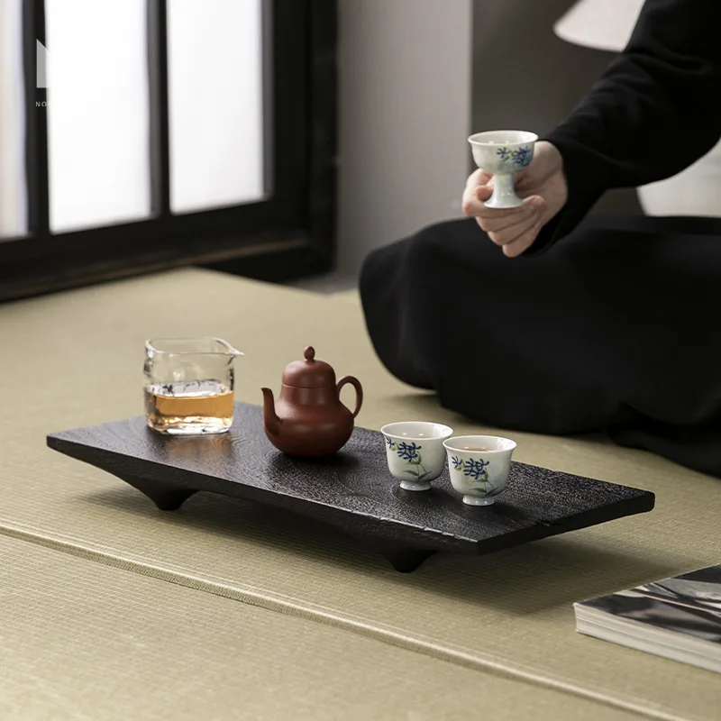 Dry bubble plate, one pot and two cups plate, Japanese-style wabi-sandy wind solid wood pot bearing