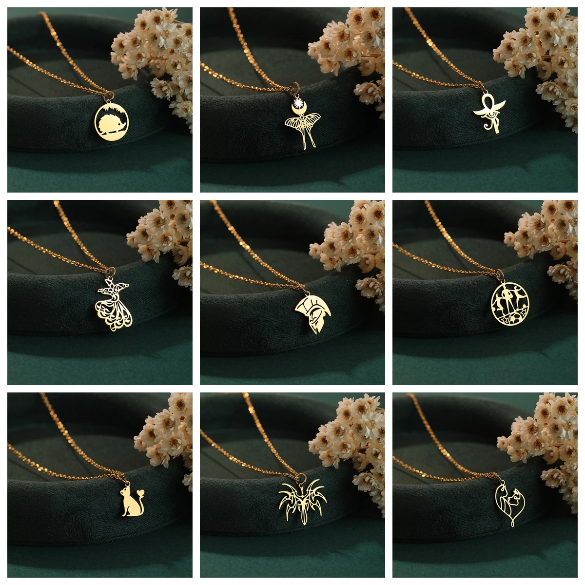 Kinitial Palm Leaf Pendants Necklaces For Women Jewelry Crown Indicating Arrow Butterfly Sword Chain Choker Collares