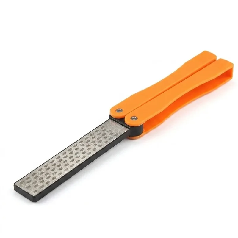 1PCS Portable Folding Pocket Knife Sharpener with Double Sided Diamond Sharpening Stone for Outdoor Use