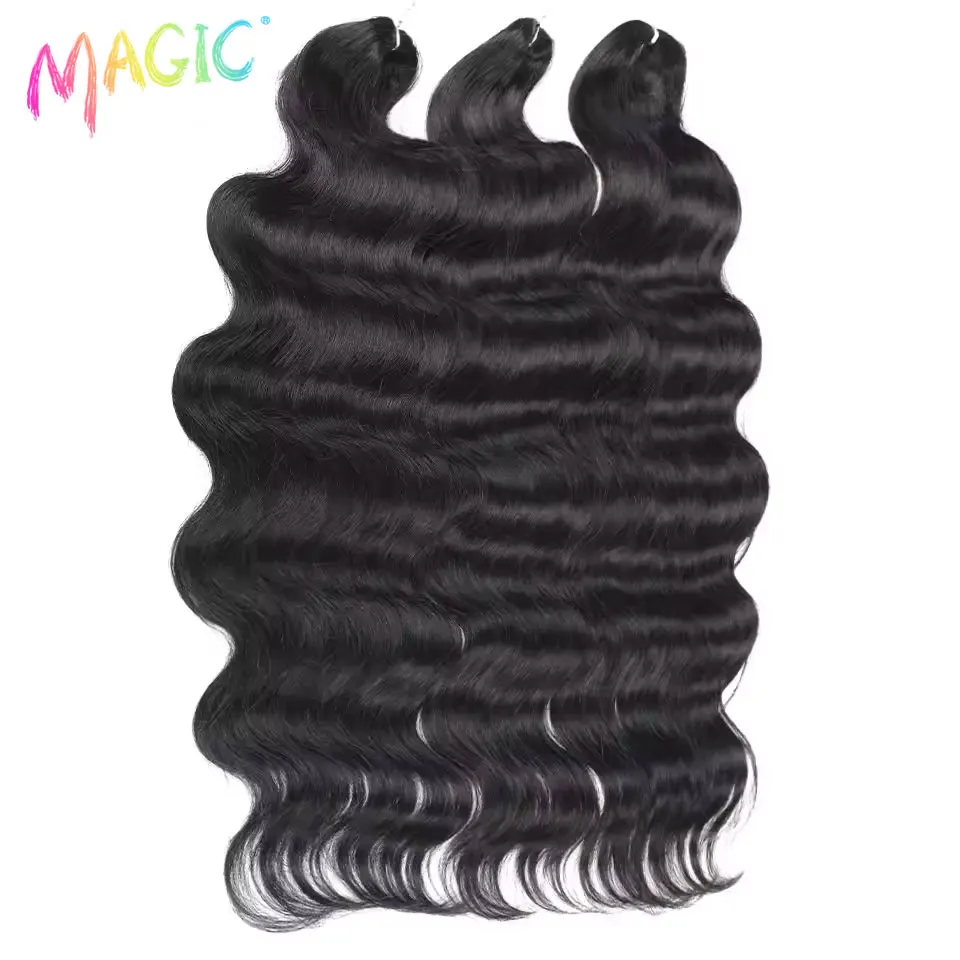 Magic Body Wave Crochet Braids Hair 24 Inch Weave Soft Synthetic Fiber Hair Weave For Women Ombre Blonde Black Hair Extensions