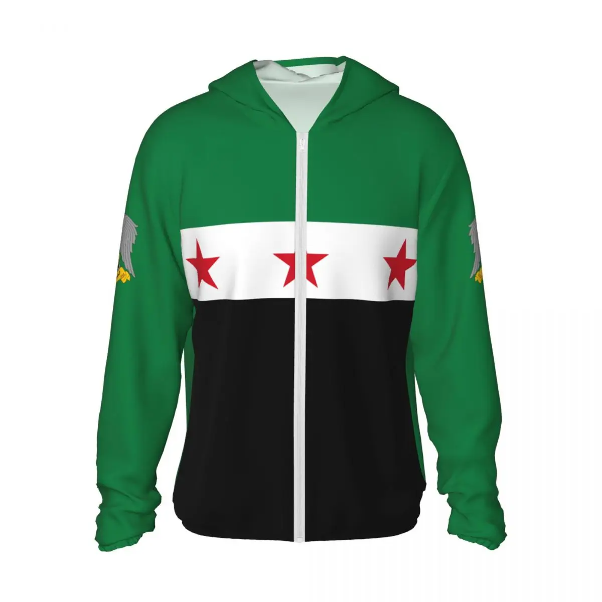 2026 Summer Syria Flag Polyester Sunscreen Sun Protection Fishing Running Clothes Quick Dry Performance With Zipper Hoodie