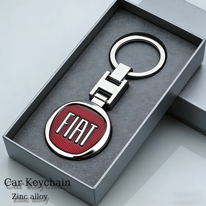 1 Stück Auto-Emblem Schlüsselanhänger Metall-Schlüsselring Zubehör für FIAT Abarth 500 Tipo FR Panda Argo Freemont Viaggio Bravo Punto Doblo